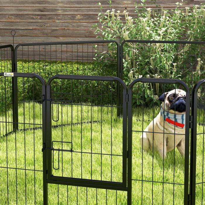 Pawhut Steel 8 Panel Dog Pen Pet Puppy Playpen Black