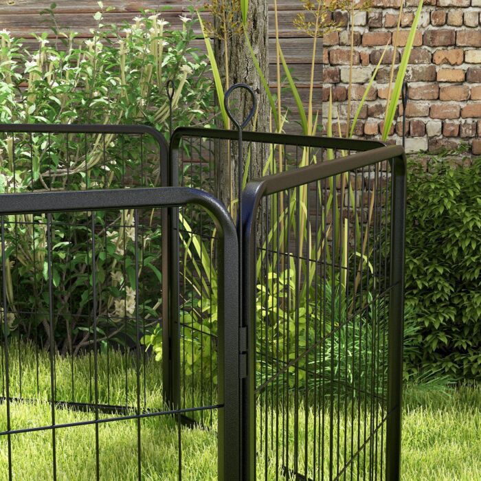 Pawhut Steel 8 Panel Dog Pen Pet Puppy Playpen Black