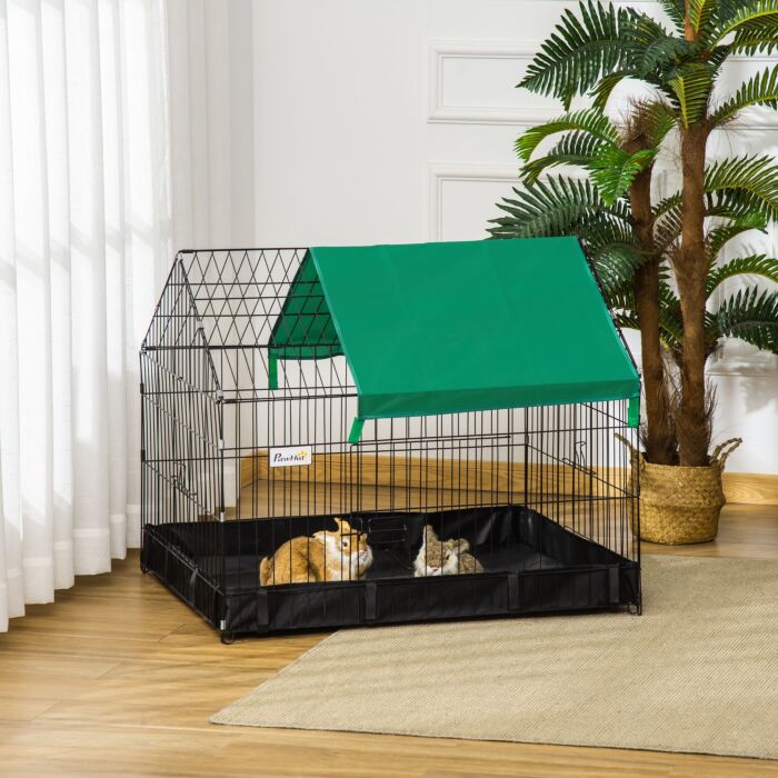 Pawhut Guinea Pig Cage, Small Animal Habitat, Rabbit House W/ No Leaking Bottom, Safety Locking System, Top Roof