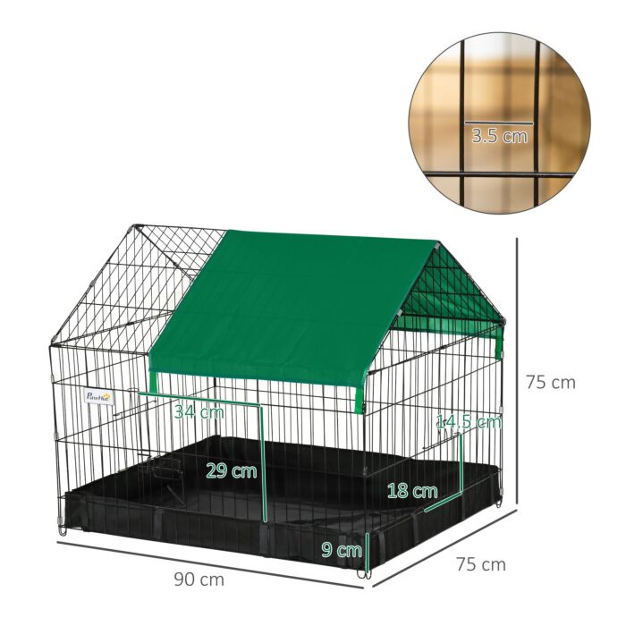Pawhut Guinea Pig Cage, Small Animal Habitat, Rabbit House W/ No Leaking Bottom, Safety Locking System, Top Roof