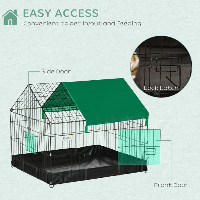 Pawhut Guinea Pig Cage, Small Animal Habitat, Rabbit House W/ No Leaking Bottom, Safety Locking System, Top Roof