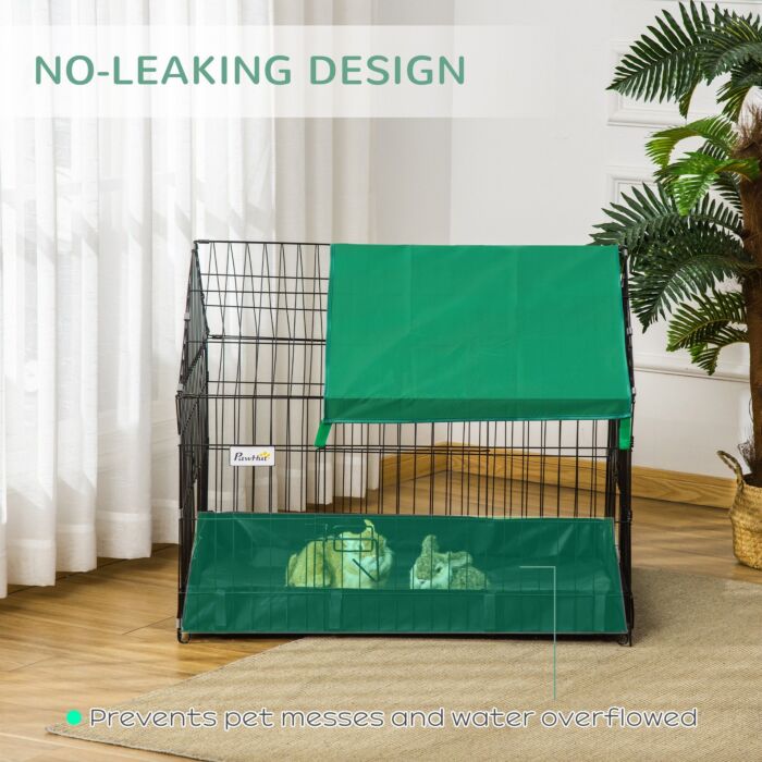 Pawhut Guinea Pig Cage, Small Animal Habitat, Rabbit House W/ No Leaking Bottom, Safety Locking System, Top Roof