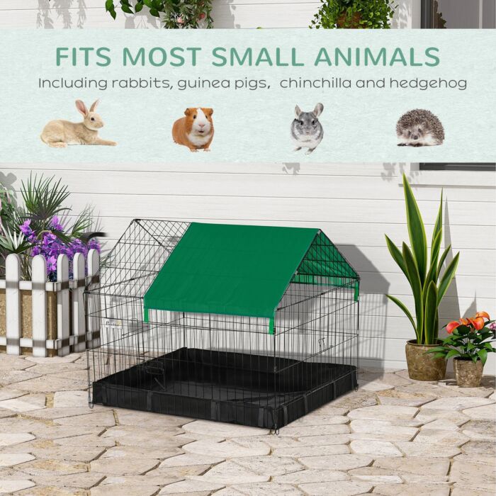 Pawhut Guinea Pig Cage, Small Animal Habitat, Rabbit House W/ No Leaking Bottom, Safety Locking System, Top Roof