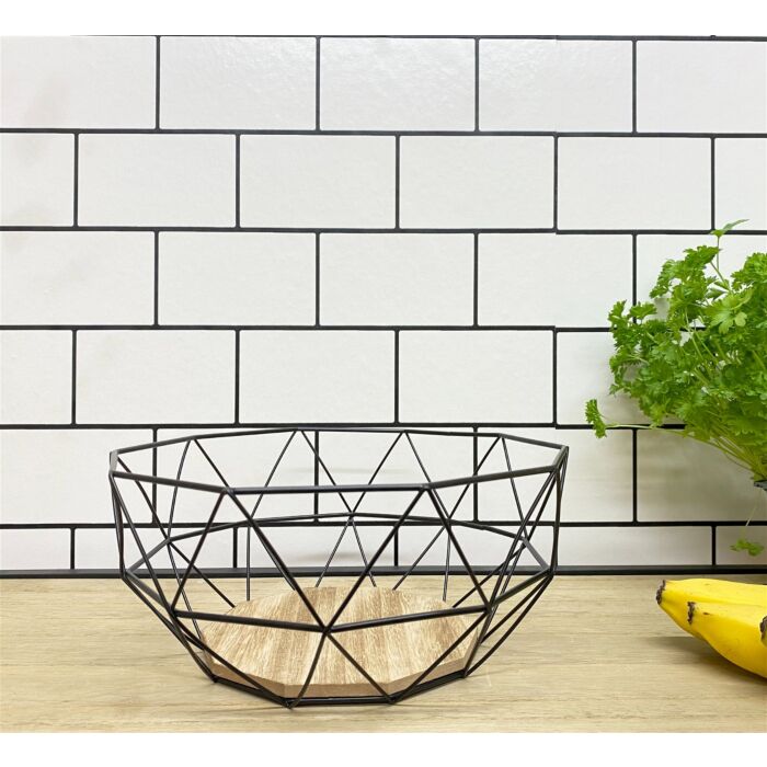 Geometric Black Wire Bowl 26cm