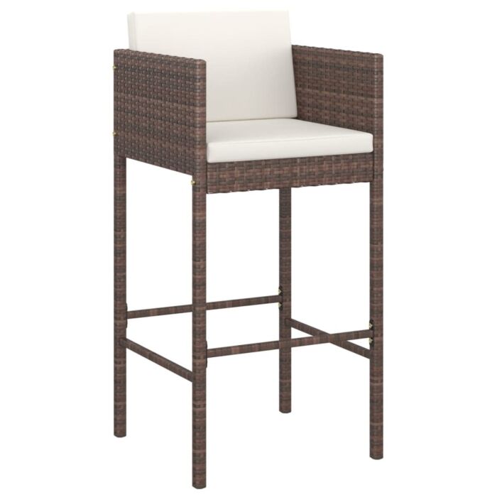 Vidaxl 5 Piece Garden Bar Set With Cushions Poly Rattan Brown