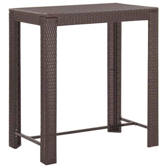 Vidaxl 5 Piece Garden Bar Set With Cushions Poly Rattan Brown