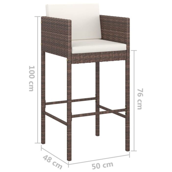 Vidaxl 5 Piece Garden Bar Set With Cushions Poly Rattan Brown