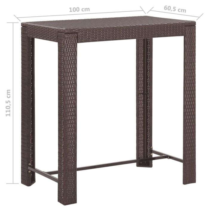 Vidaxl 5 Piece Garden Bar Set With Cushions Poly Rattan Brown