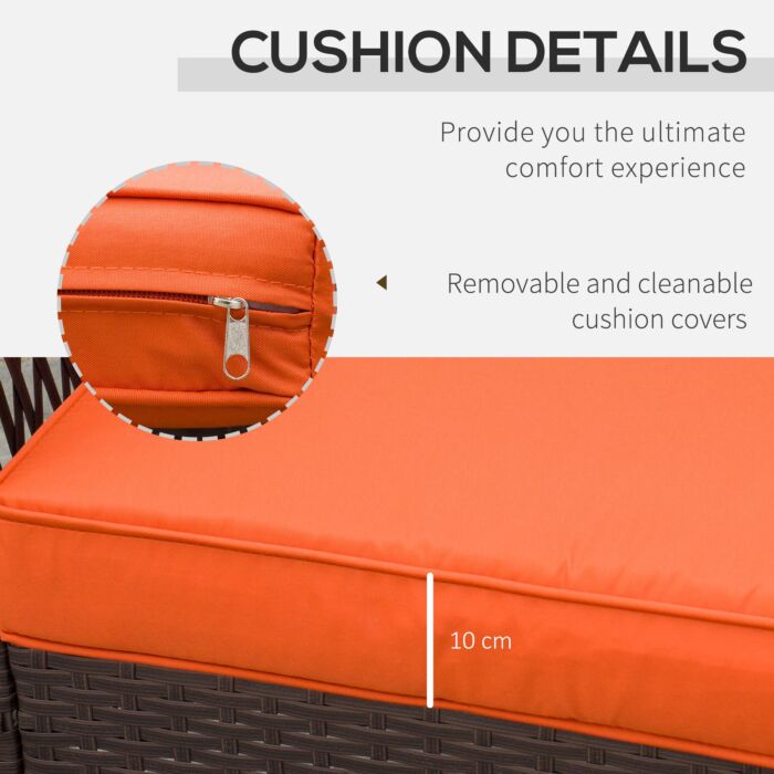 Outsunny 3 Pieces Patio Pe Rattan Bistro Set, Outdoor Wicker Coffee Table Armrest Chairs Thick Padded Conversation Furniture For Garden Orange