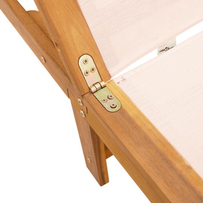 Vidaxl Sun Loungers 2 Pcs Cream Solid Wood Acacia And Textilene