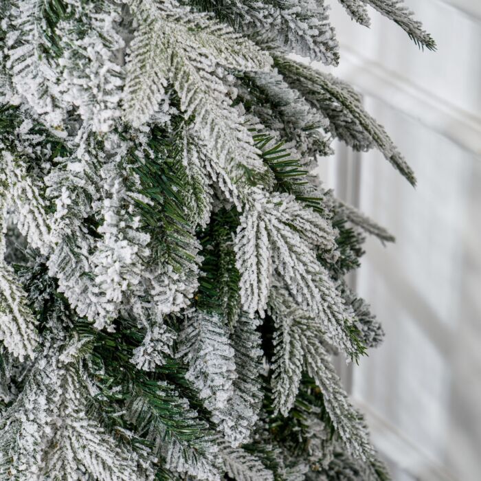 Homcom 6ft Pencil Artificial Christmas Tree, Snow Flocked Xmas Tree With Downswept Branches And 600 Tips, Auto Open, Steel Base, Holiday Decoration For Home Office, Green