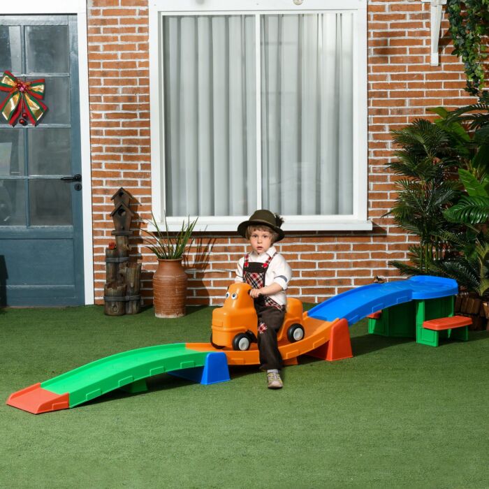 Aiyaplay 3m Up And Down Roller Coaster For Kids, 4 Pcs Toddler Roller Coaster Ride-on W/ Non-slip Steps, Sliding Car W/ Handles, Gift For Aged 2-5