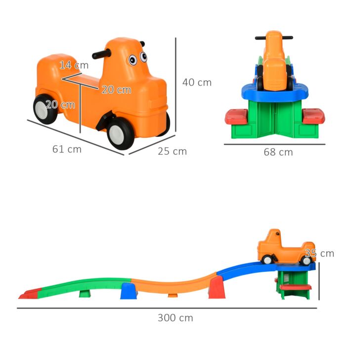 Aiyaplay 3m Up And Down Roller Coaster For Kids, 4 Pcs Toddler Roller Coaster Ride-on W/ Non-slip Steps, Sliding Car W/ Handles, Gift For Aged 2-5