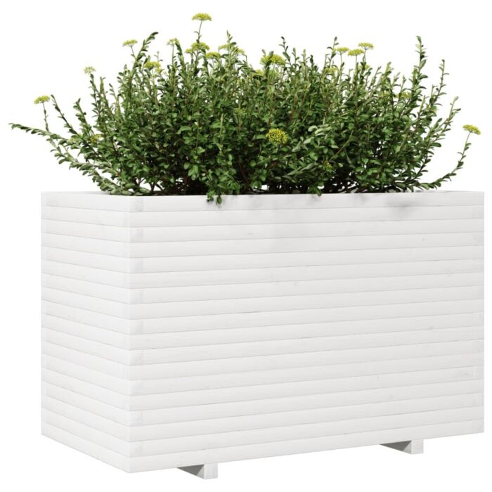Vidaxl Garden Planter White 110x60x72 Cm Solid Wood Pine