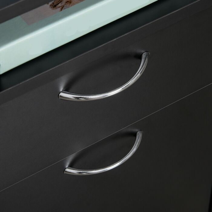 Homcom 60cm Storage Cabinet W/ Drawer Open Shelf Metal Handles 4 Wheels Office Home Organiser Mobile Printer Black
