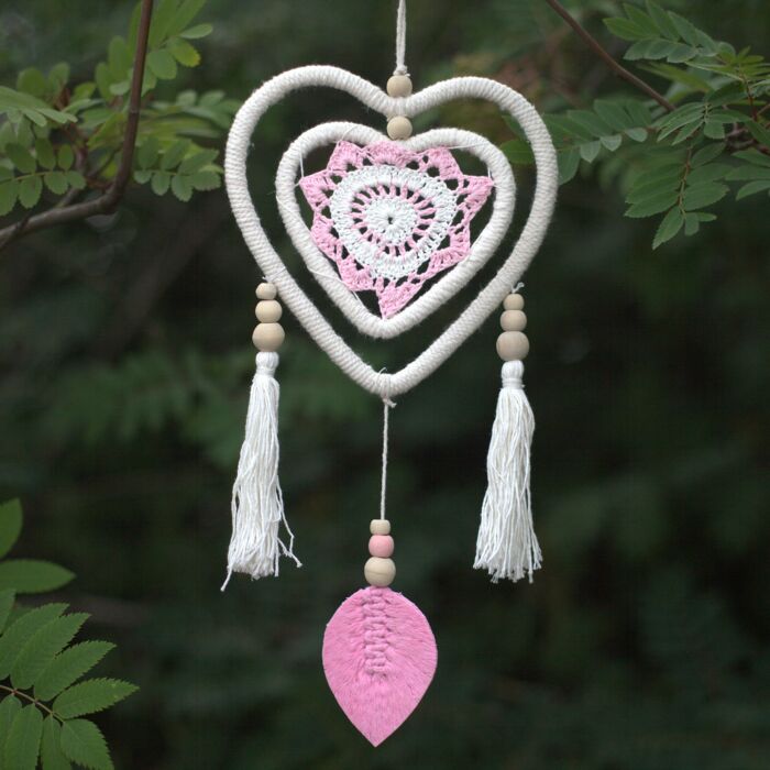Dream Catcher - Medium Pink Heart In Heart