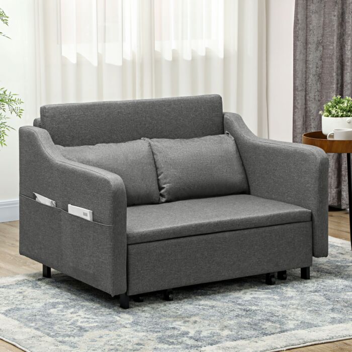 Homcom Two-seater Pull-out Sofa Bed - Grey