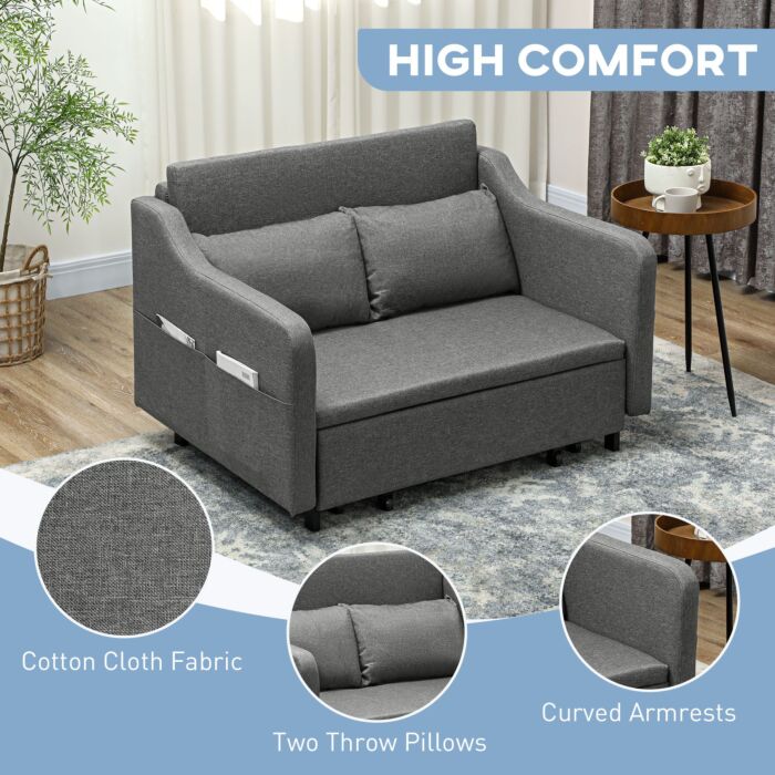 Homcom Two-seater Pull-out Sofa Bed - Grey