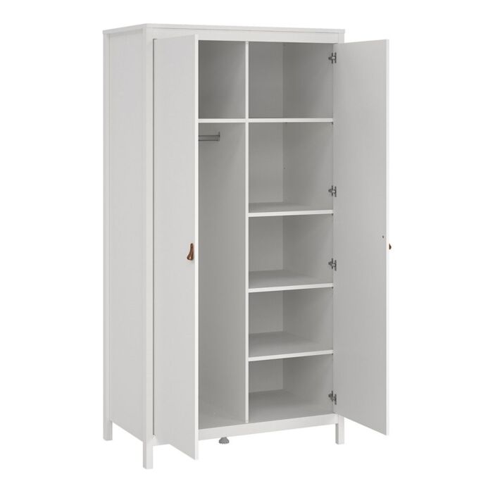 Barcelona 3 Piece Bundle, Bedside, Chest And 2 Door Wardrobe In White