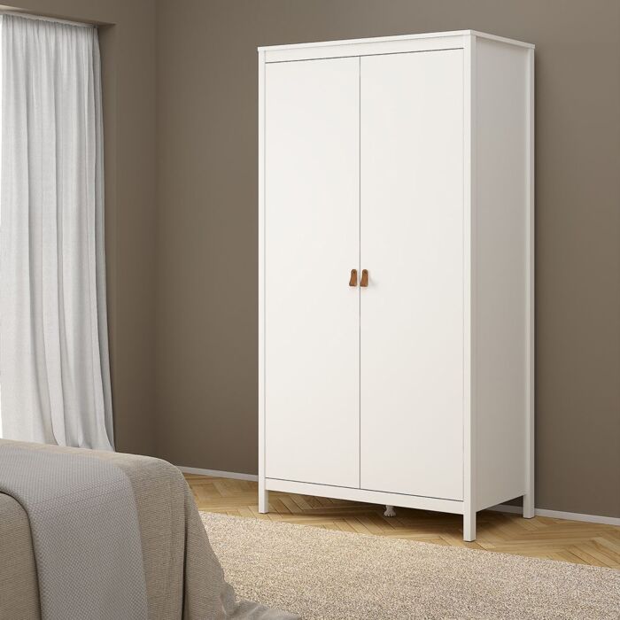 Barcelona 3 Piece Bundle, Bedside, Chest And 2 Door Wardrobe In White