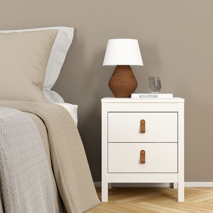 Barcelona 3 Piece Bundle, Bedside, Chest And 2 Door Wardrobe In White