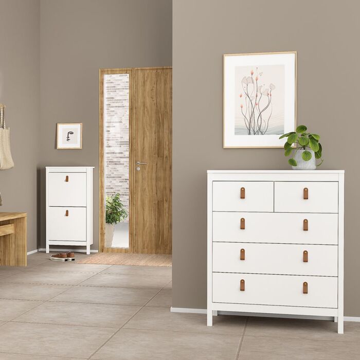 Barcelona 3 Piece Bundle, Bedside, Chest And 2 Door Wardrobe In White