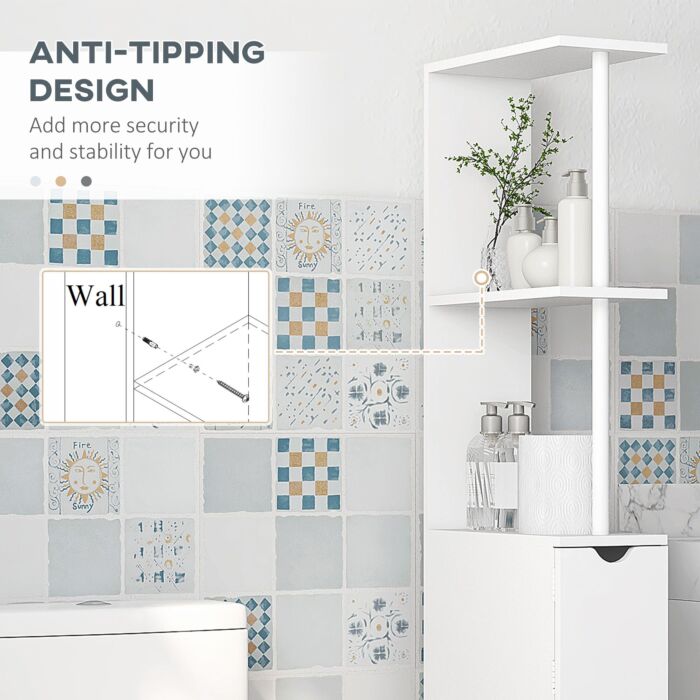 Kleankin Slim Bathroom Storage Cabinet With Drawers, Tall Bathroom Cupboard With 2-tier Shelf, White
