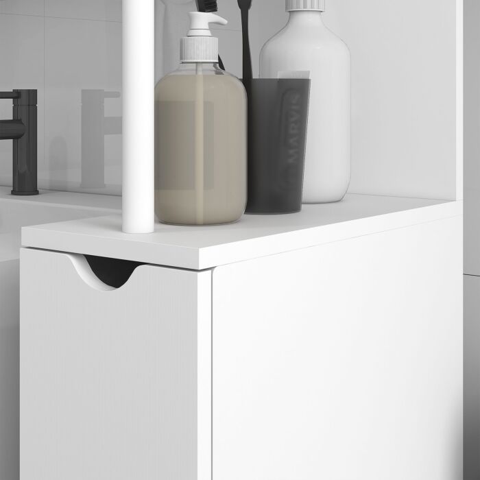 Kleankin Slim Bathroom Storage Cabinet With Drawers, Tall Bathroom Cupboard With 2-tier Shelf, White