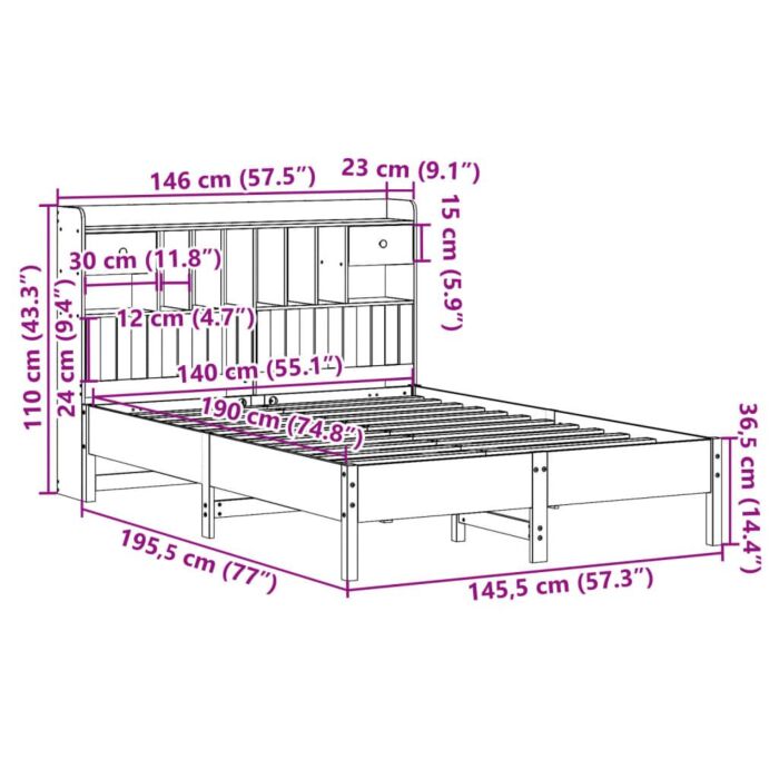 Vidaxl Bookcase Bed Without Mattress White 140x190 Cm Solid Wood Pine