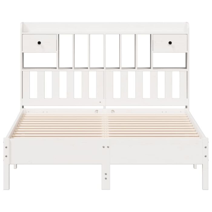 Vidaxl Bookcase Bed Without Mattress White 140x190 Cm Solid Wood Pine