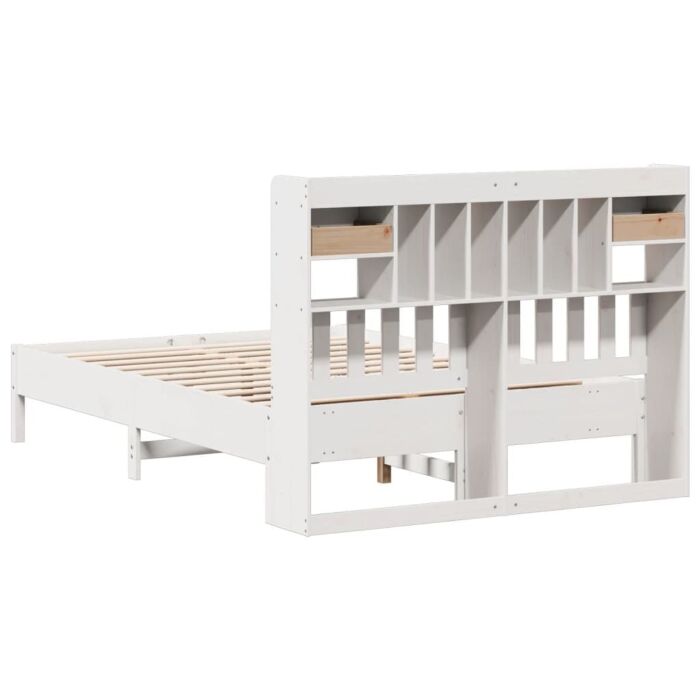 Vidaxl Bookcase Bed Without Mattress White 140x190 Cm Solid Wood Pine