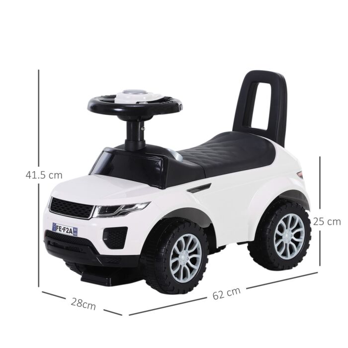 Homcom 3-in-1 Ride On Car Foot To Floor Slider Toddler W/ Horn Steering Wheel No Power Manual Under Seat Storage Safe Design White