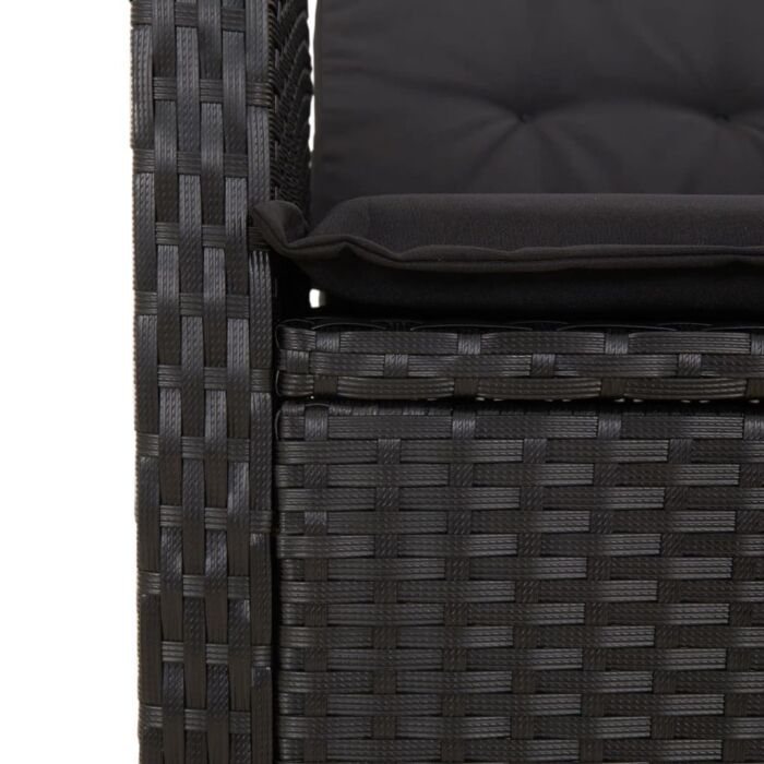 Vidaxl 3 Piece Bistro Set With Cushions Black Poly Rattan