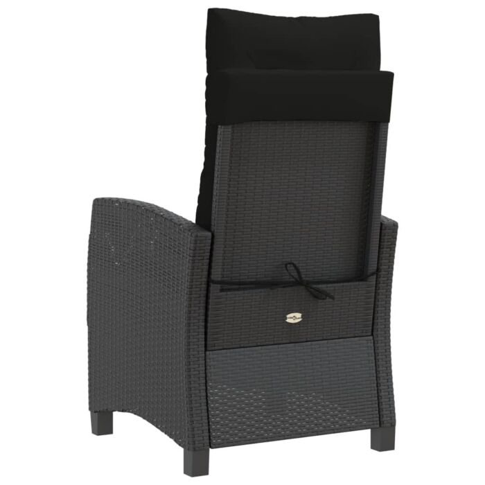 Vidaxl 3 Piece Bistro Set With Cushions Black Poly Rattan