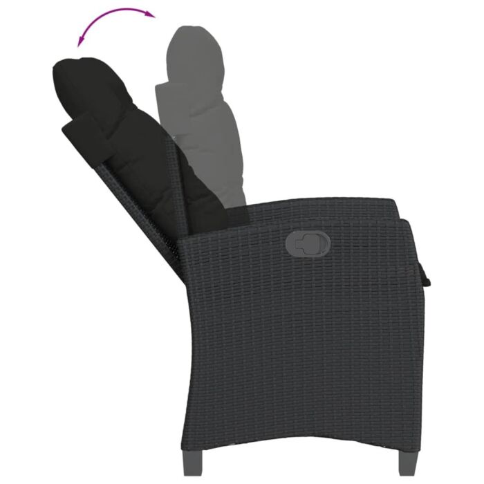 Vidaxl 3 Piece Bistro Set With Cushions Black Poly Rattan