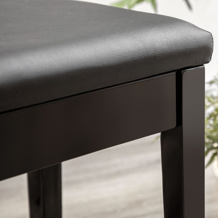 Homcom Classic Piano Bench Stool, Pu Leather Padded Keyboard Stool With Rubber Wood Legs And Music Storage Compartment, Black