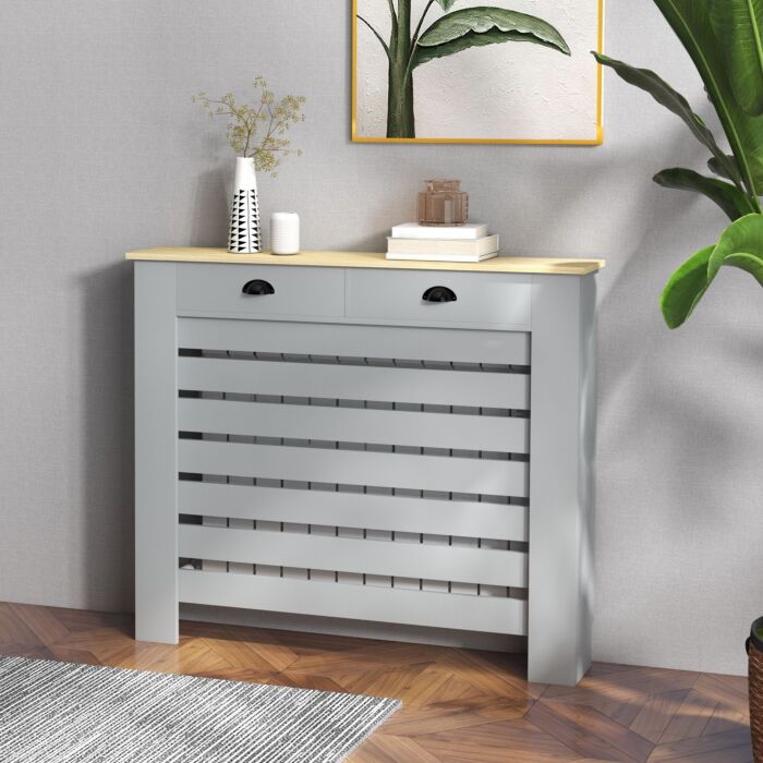 Homcom 95.5h X 111wcm Radiator Cover, With Drawer - Grey