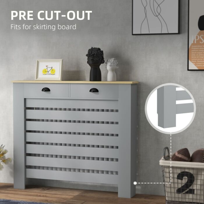 Homcom 95.5h X 111wcm Radiator Cover, With Drawer - Grey