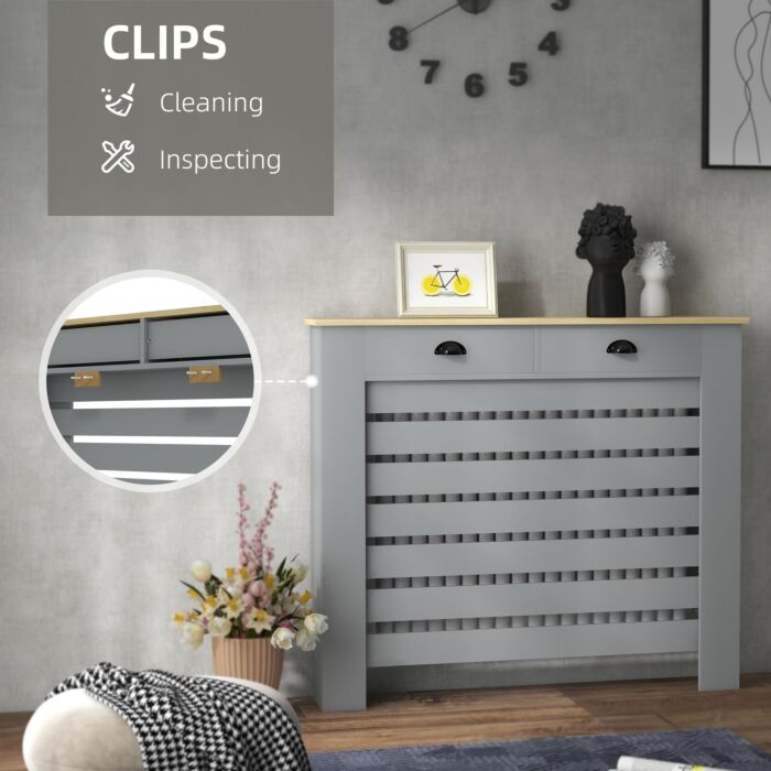 Homcom 95.5h X 111wcm Radiator Cover, With Drawer - Grey