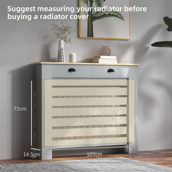 Homcom 95.5h X 111wcm Radiator Cover, With Drawer - Grey
