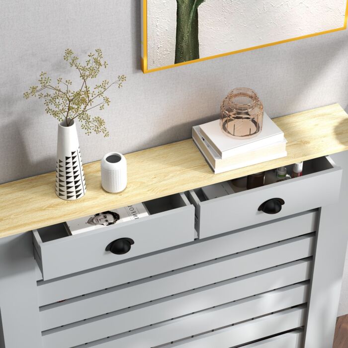 Homcom 95.5h X 111wcm Radiator Cover, With Drawer - Grey