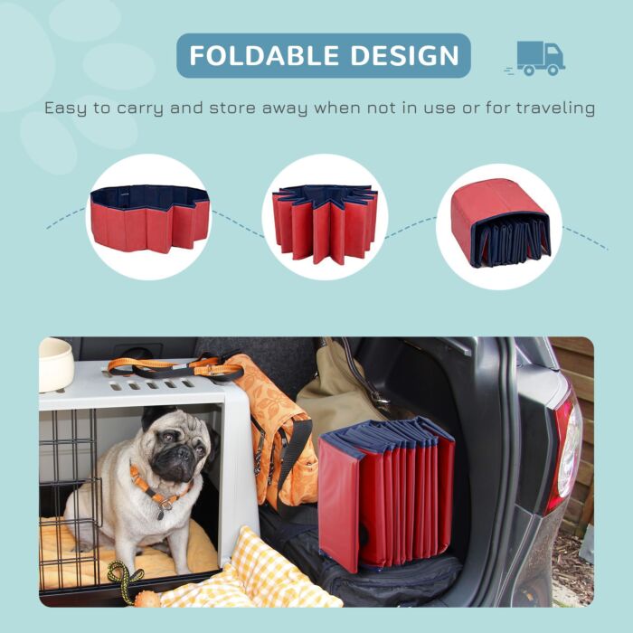 Pawhut Pet Swimming Pool, Foldable, 80 Cm Diameter-red