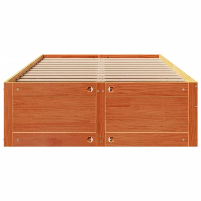 Vidaxl Bed Frame Without Mattress With Drawers Wax Brown 120x190 Cm Small Double Solid Wood Pine