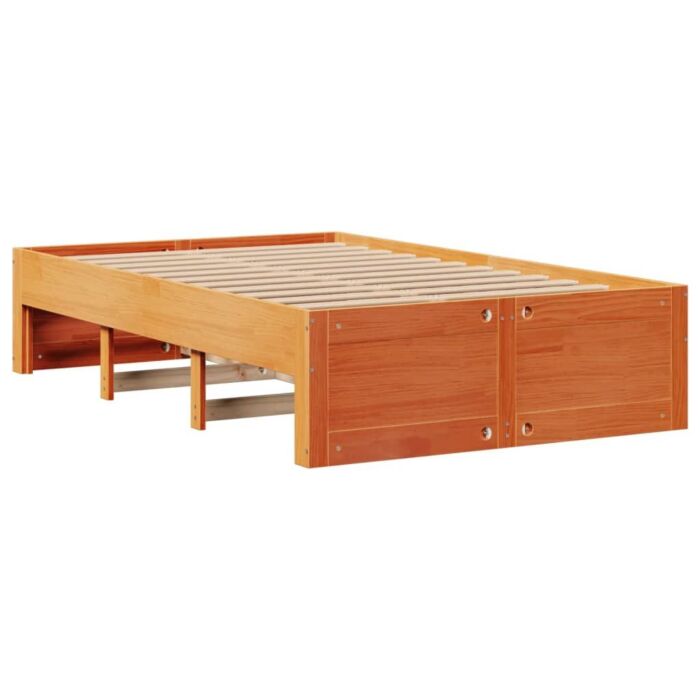 Vidaxl Bed Frame Without Mattress With Drawers Wax Brown 120x190 Cm Small Double Solid Wood Pine