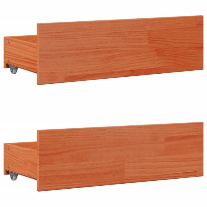 Vidaxl Bed Frame Without Mattress With Drawers Wax Brown 120x190 Cm Small Double Solid Wood Pine