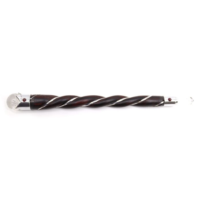 Twisted Wood And Rock Quartz Wand