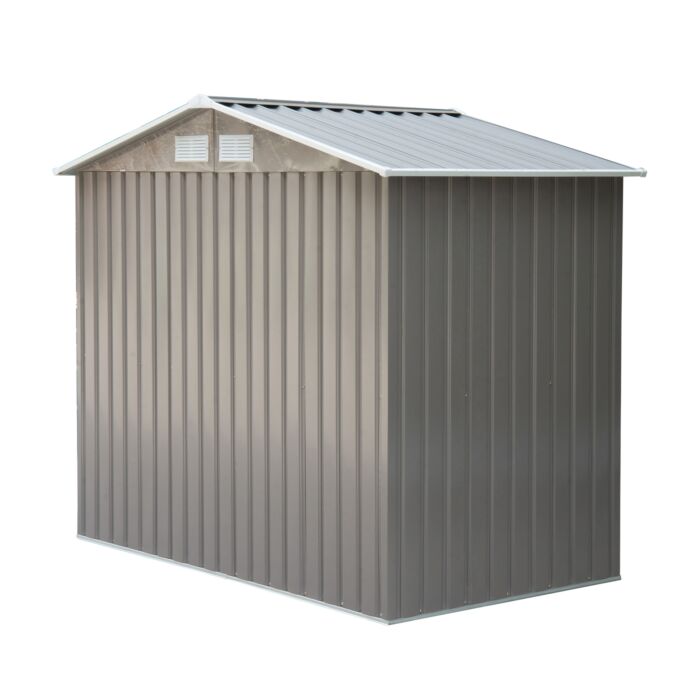 Outsunny 7ft X 4ft Lockable Garden Metal Storage Shed Storage Roofed Tool Metal Shed W/ Air Vents Steel Grey