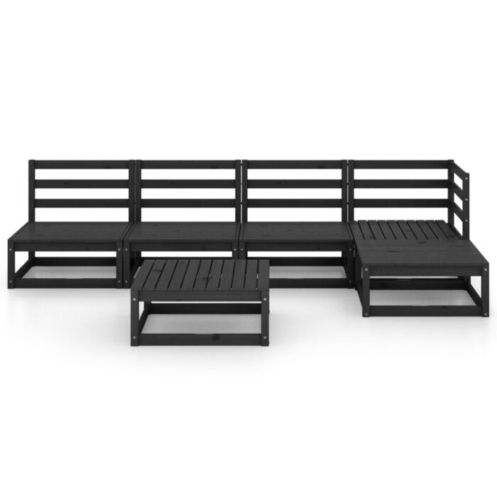 Vidaxl 5 Piece Garden Lounge Set Black Solid Wood Pine