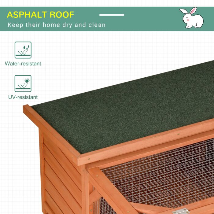 Pawhut Guinea Pigs Hutches Small Animal House Off-ground Ferret Bunny Cage Backyard With Openable Main House & Run Roof 125.5 X 100 X 49cm Orange