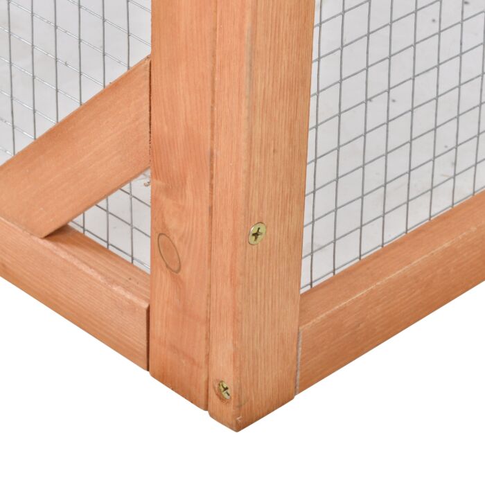 Pawhut Guinea Pigs Hutches Small Animal House Off-ground Ferret Bunny Cage Backyard With Openable Main House & Run Roof 125.5 X 100 X 49cm Orange